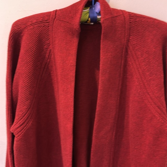 Poetry long cardigan,organic cotton,chili red, long,front pockets, size 12 - Picture 4 of 9
